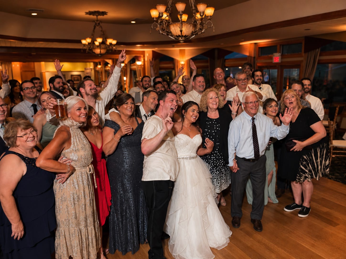 Wedding party group photo on the grounds of Black Bear Golf Club, Crystal Springs Resort