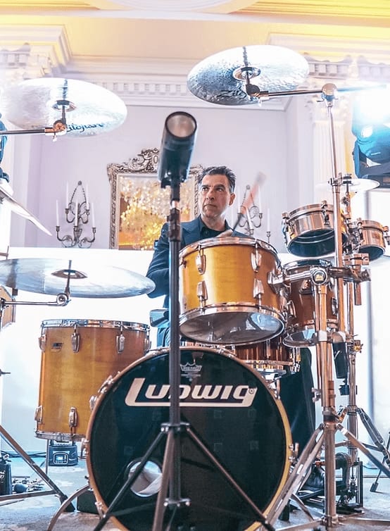 Live drummer performing at wedding