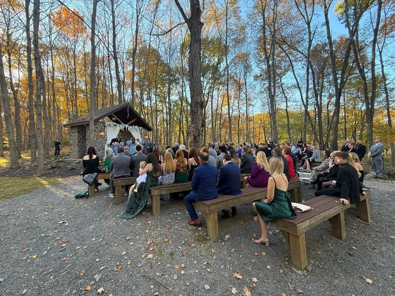 Outdoor wedding ceremony at Stroudsmoor by Wedgewood Weddings in the Pocono Mountains